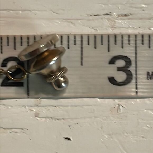 Vintage-1950s-Swank gold tone diamond etched tie tack/tie pin with safety chain - Picture 8 of 10